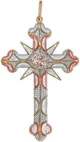 FINE ITALIAN GILT METAL & MICROMOSAIC INLAID PECTORAL CROSS