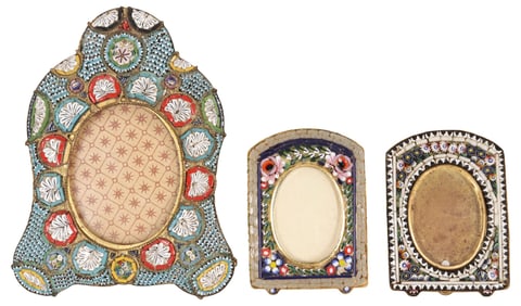 (3) ITALIAN FLORAL MICROMOSAIC MINIATURE PICTURE FRAMES