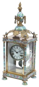 CHINESE CLOISONNE ENAMEL REGULATOR MANTEL CLOCK