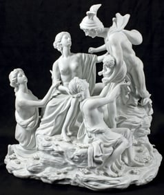 SEVRES STYLE BISCUIT PORCELAIN FIGURE GROUP BIRTH OF BACCHUS