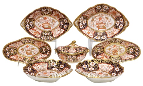 (7) ENGLISH SPODE (ATTRIB.) IMARI PALLETE PARTIAL DESSERT SERVICE