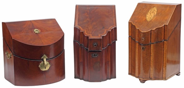 (3) ENGLISH GEORGIAN PERIOD MAHOGANY KNIFE BOXES