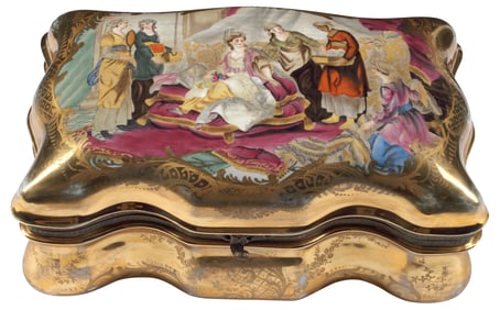 VIENNA STYLE PARCEL-GILT PORCELAIN TABLE BOX