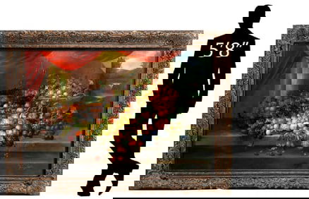 MONUMENTAL OIL ON CANVAS PAINTING, STILL LIFE WITH FRUIT, 48" X 72"