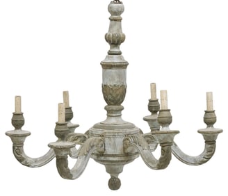 ITALIAN PAINTED WOOD SCROLLED 6-LIGHT CHANDELIER
