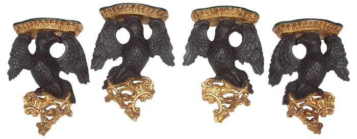 (4) GEORGIAN STYLE PARCEL-GILT EAGLE WALL BRACKETS