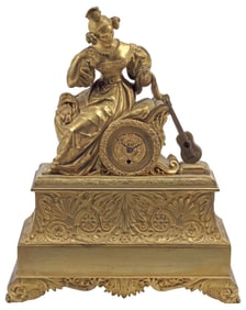 FRENCH LOUIS PHILIPPE ORMOLU & GILT METAL FIGURAL MANTEL CLOCK