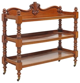 ENGLISH REGENCY 3-TIER MAHOGANY SERVER ON CASTORS
