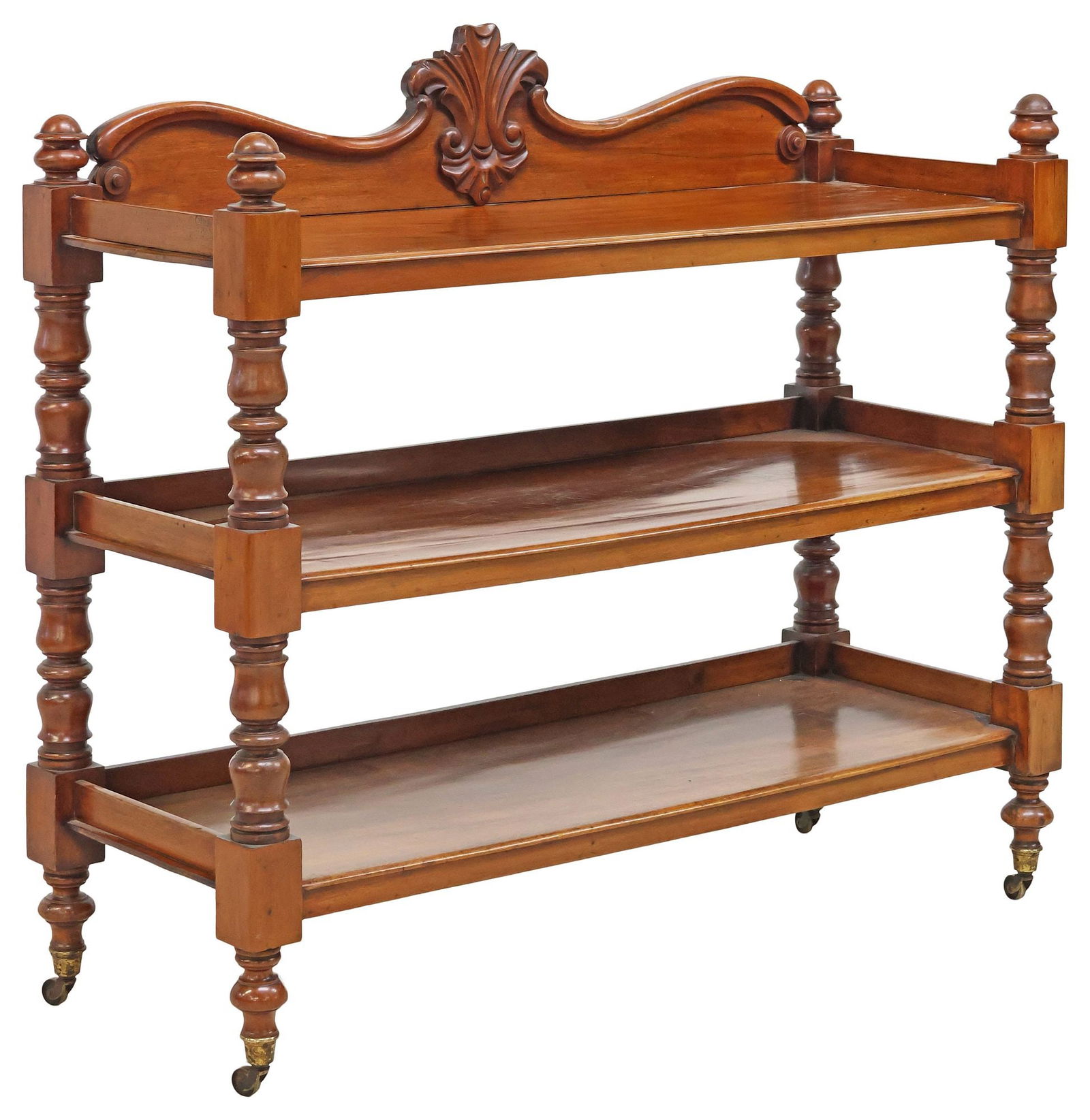 ENGLISH REGENCY 3-TIER MAHOGANY SERVER ON CASTORS (1 of 4)