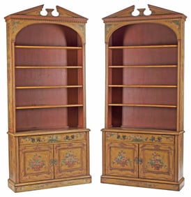 (2)  ITALIAN NEOCLASSICAL STYLE PAINTED BOOKCASES