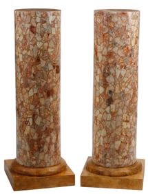 (2) MULLER'S OF MEXICO MARBLEIZED COLUMNAR PEDESTALS / PLANT STANDS