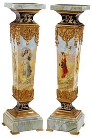 (2) ORMOLU-MOUNTED SEVRES-STYLE PORCELAIN PEDESTALS