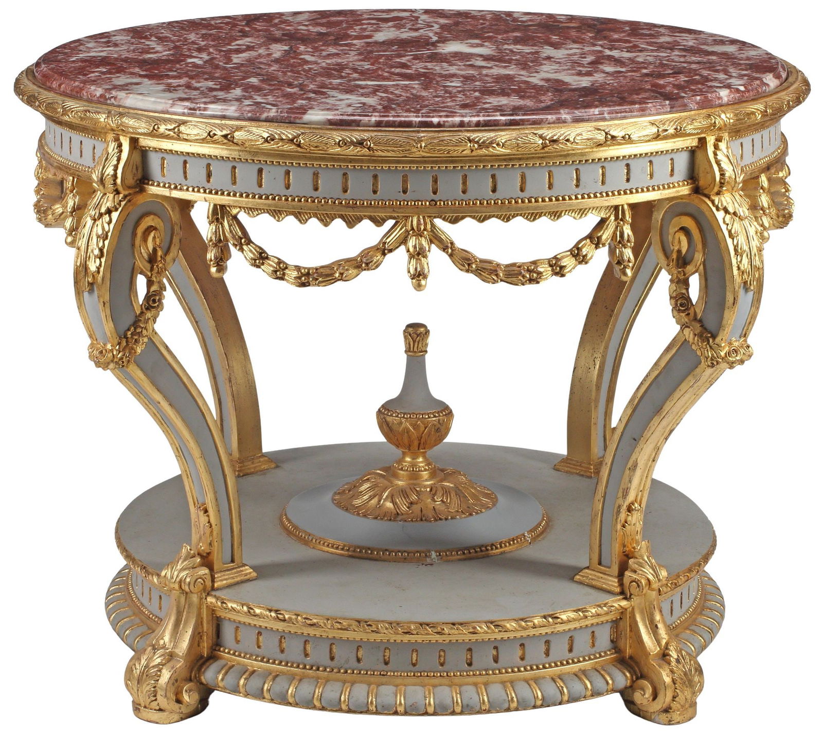LOUIS XV STYLE MARBLE-TOP PARCEL-GILT & PAINTED CENTER TABLE (1 of 5)