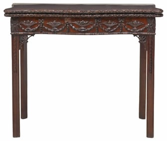 GEORGE III MAHOGANY SERPENTINE CARD TABLE