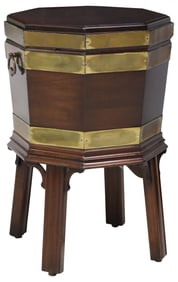 ENGLISH GEORGIAN BRASS-BOUND MAHOGANY OCTAGONAL CELLARETTE