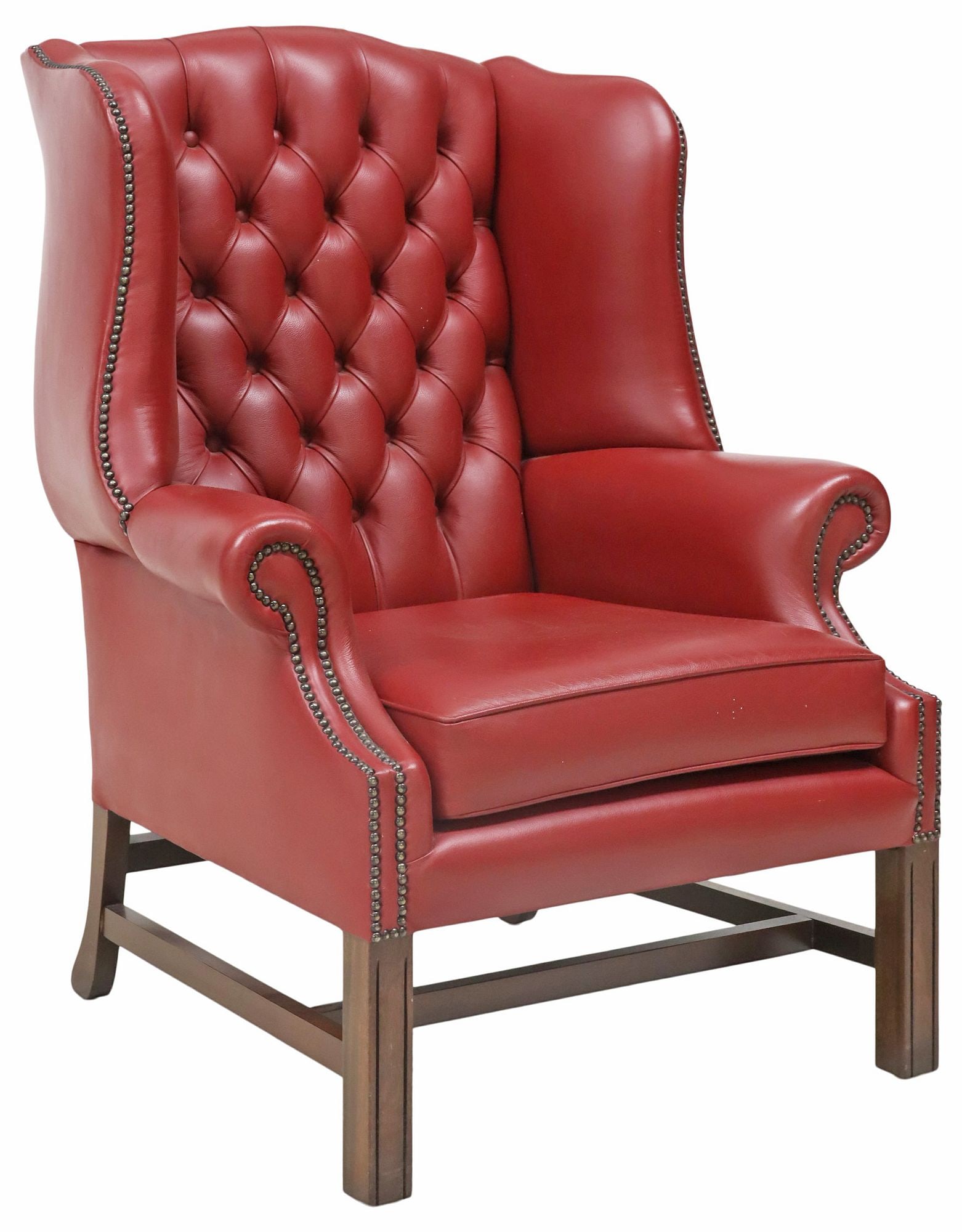 KINGSGATE GEORGIAN STYLE RED LEATHER WINGBACK ARMCHAIR (1 of 3)