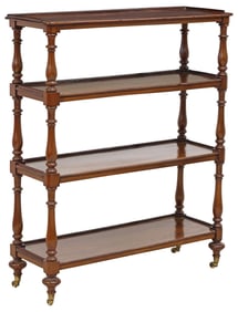 ENGLISH REGENCY MAHOGANY 4-TIER SERVER ON CASTORS