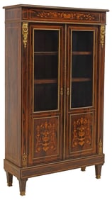 FRENCH NAPOLEON III ROSEWOOD & MARQUETRY BOOKCASE
