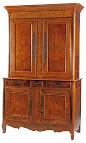 FRENCH PROVINCIAL BURL ELM BUFFET DEUX CORPS