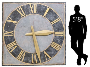 LARGE FRENCH PARCEL-GILT STEEL CLOCK FACE, 71"SQ