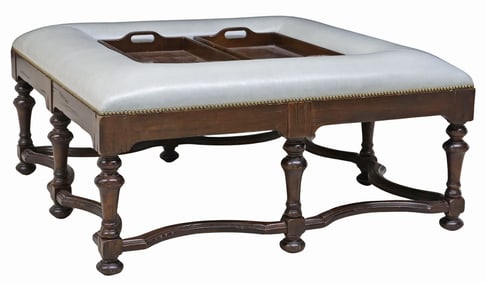 CONTEMPORARY OVERSIZED UPHOLSTERED TRAY-TOP COCKTAIL OTTOMAN