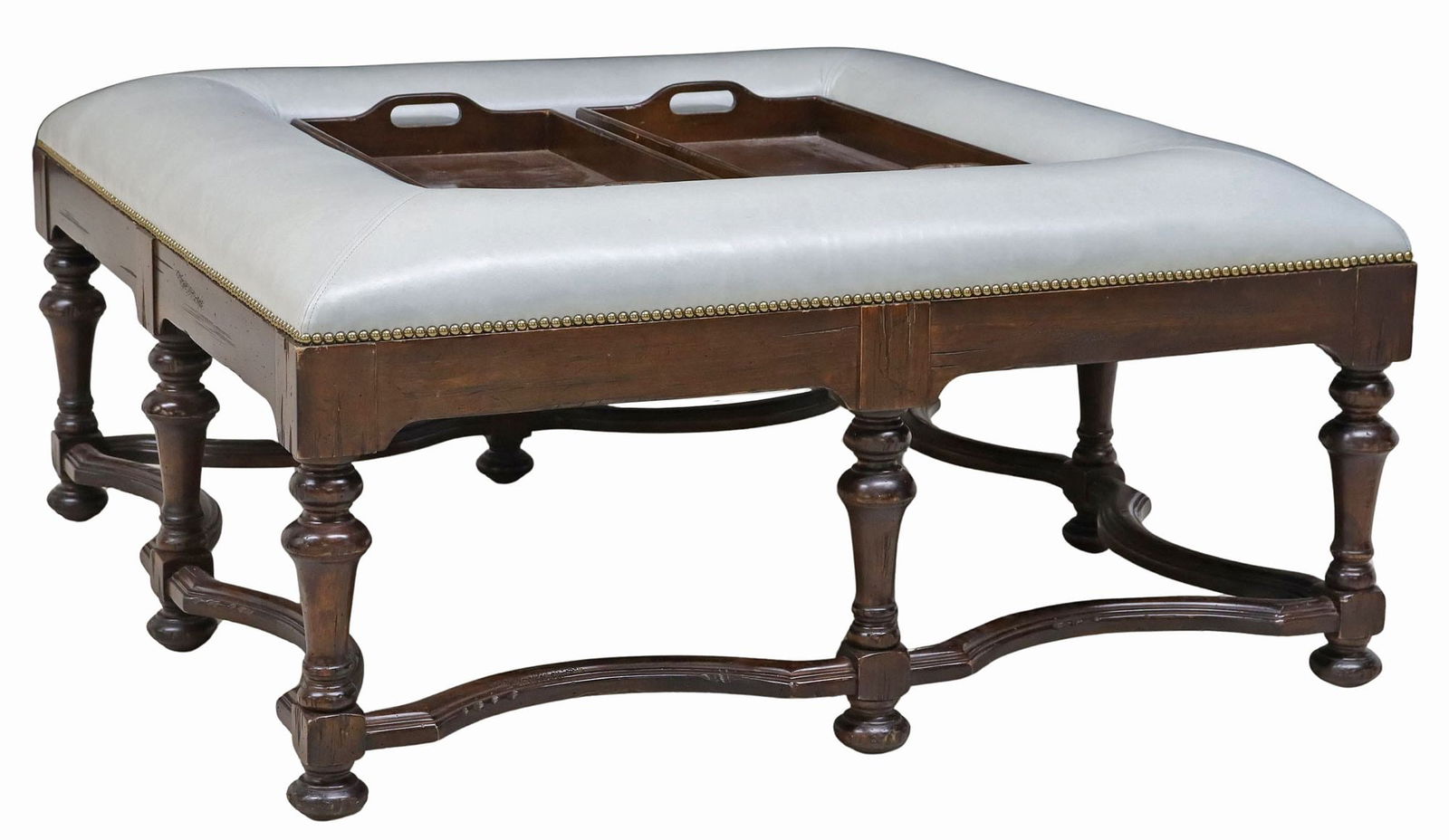 CONTEMPORARY OVERSIZED UPHOLSTERED TRAY-TOP COCKTAIL OTTOMAN (1 of 5)