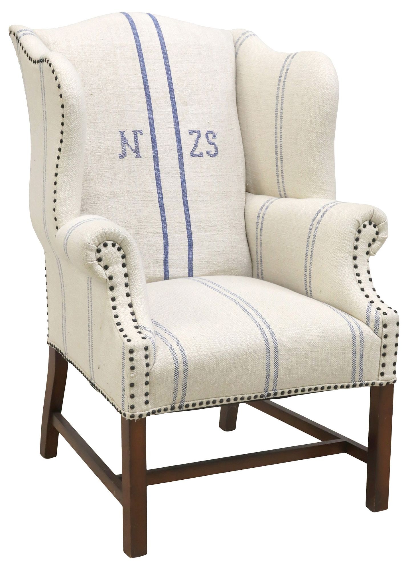 CHIPPENDALE STYLE UPHOLSTERED WINGBACK ARMCHAIR (1 of 3)