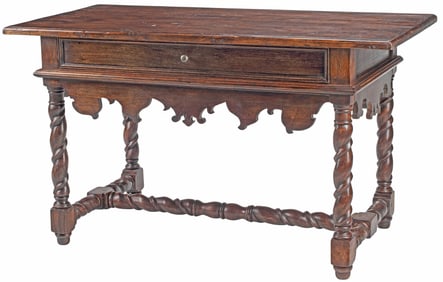 RENAISSANCE STYLE CARVED OAK 1-DRAWER TABLE