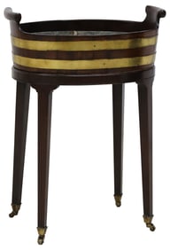 ENGLISH GEORGIAN BRASS-BANDED MAHOGANY CELLARETTE / WINE COOLER