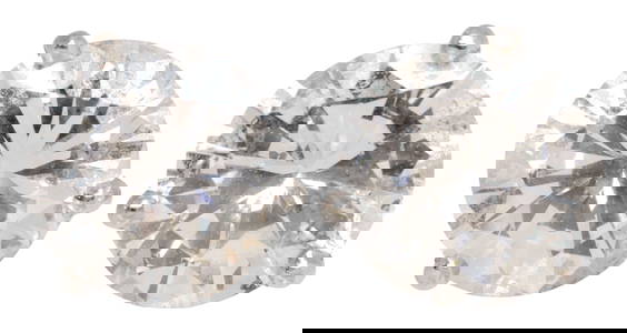 ESTATE 14KT WHITE GOLD 3.02CTTW DIAMOND STUD EARRINGS