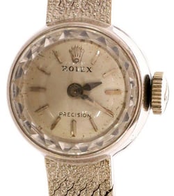 ESTATE VINTAGE ROLEX PRECISION WHITE GOLD LADY'S DRESS WATCH