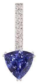 ESTATE 18KT WHITE GOLD 5CT TANZANITE & DIAMOND SLIDE PENDANT