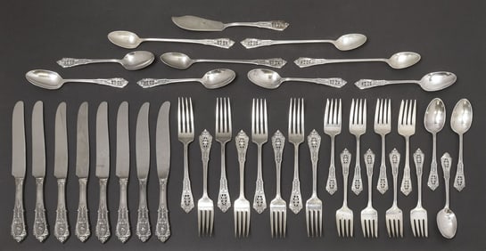 (37) WALLACE 'ROSE POINT' STERLING SILVER FLATWARE SERVICE