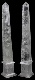 (2) ROCK CRYSTAL OBELISKS, 23"H