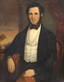 AMERICAN SCHOOL (19TH C.) PAINTING, PORTRAIT OF A GENTLEMAN, 36" X 28"