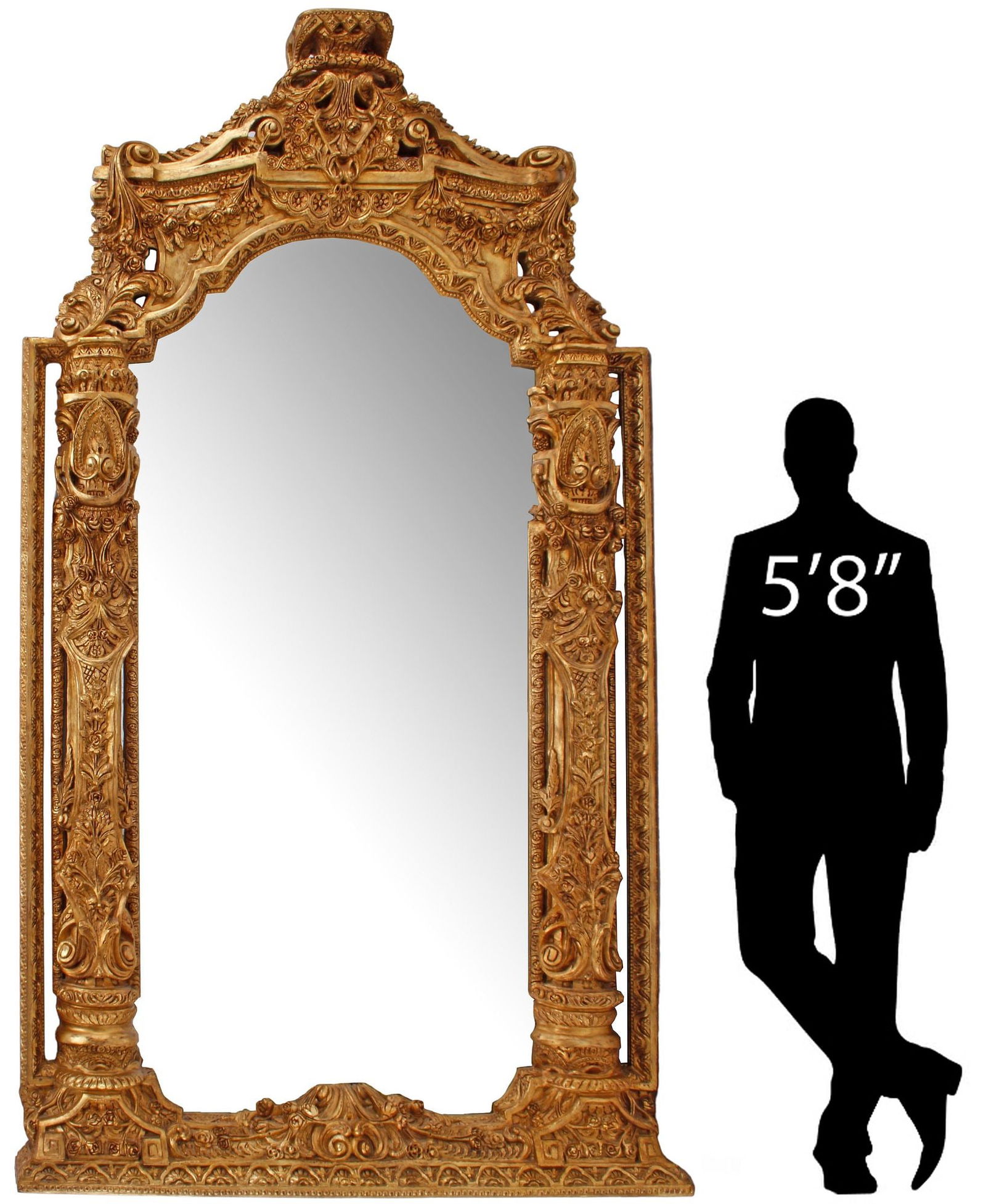 MONUMENTAL REGENCE STYLE GILTWOOD MIRROR, 101" X 57.5" (1 of 9)