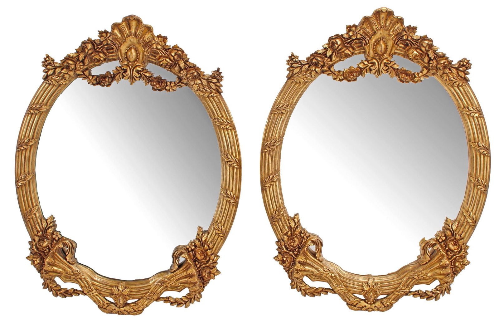 (2) LOUIS XV STYLE GILTWOOD OVAL MIRRORS (1 of 6)