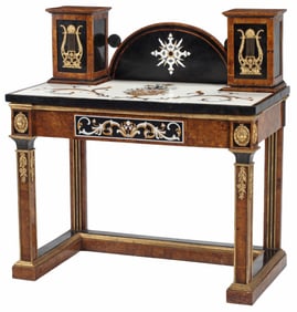 NEOCLASSICAL STYLE PIETRA DURA & PENSHELL WRITING DESK