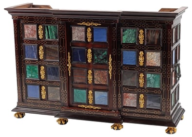 RENAISSANCE STYLE STONE-MOUNTED TABLETOP CABINET