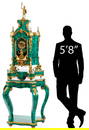LARGE REGENCE STYLE ORMOLU-MOUNTED FAUX MALACHITE CLOCK ON STAND, 86.5"H