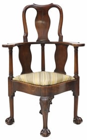 AMERICAN NEWPORT CHIPPENDALE MAHOGANY HIGHBACK CORNER CHAIR