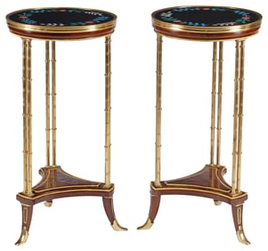 (2) NEOCLASSICAL STYLE ORMOLU & INLAY GUERIDONS