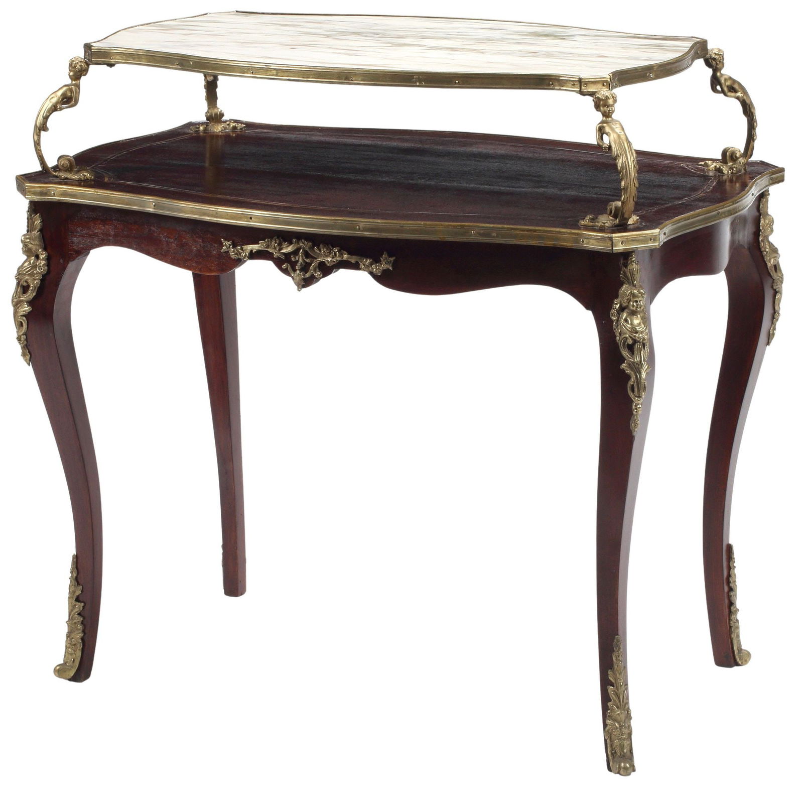FRENCH LOUIS XV STYLE MARBLE-TOP ORMOLU-MOUNTED TEA TABLE (1 of 5)