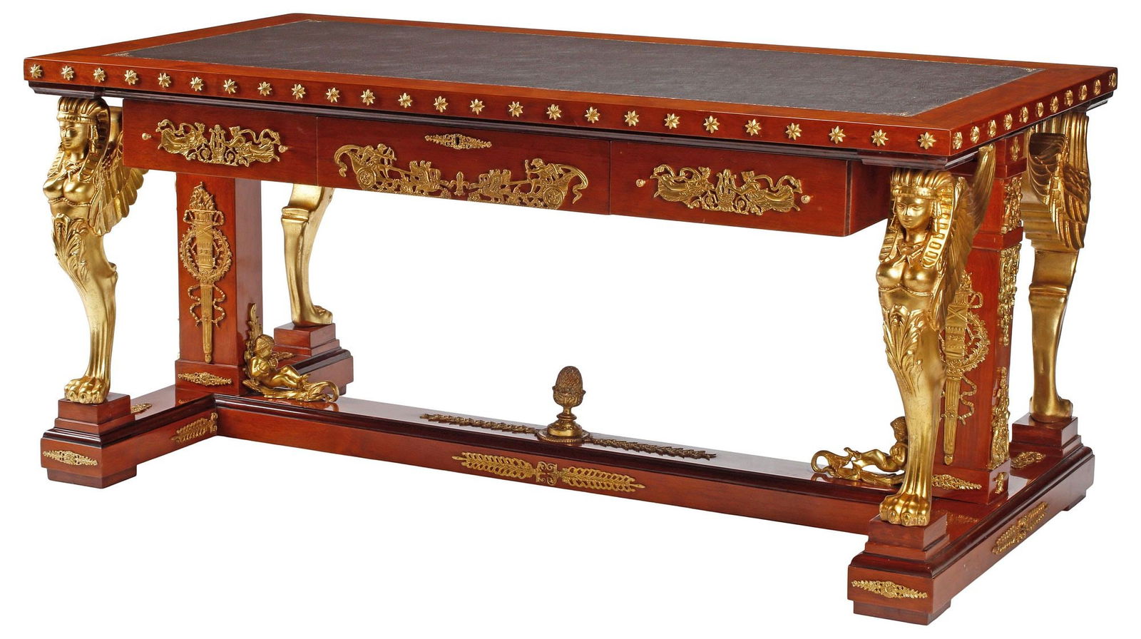 LARGE EMPIRE STYLE ORMOLU-MOUNTED BUREAU PLAT (1 of 9)