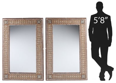 (2) MOORISH STYLE INLAID RECTANGULAR MIRRORS, 49"H