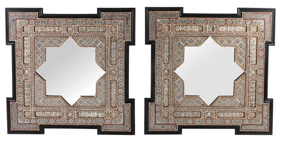 (2) MOORISH STYLE INLAID MIRRORS, 38.5" X 38.5"
