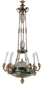 FRENCH EMPIRE STYLE TOLE PEINTE 11-LIGHT CHANDELIER