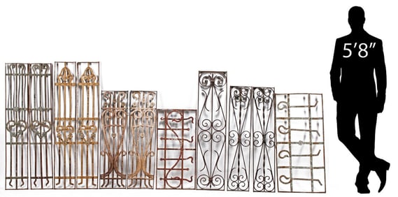 (11)  ARCHITECTURAL FRENCH WROUGHT IRON WINDOW GRILLES