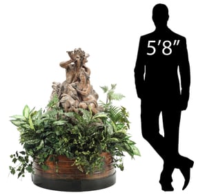 FRENCH TERRACOTTA SCULPTURAL FOUNTAIN ON COPPER BASE, 54"