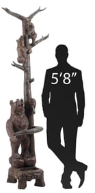 BLACK FOREST CARVED WOOD HALL STAND WITH BEARS